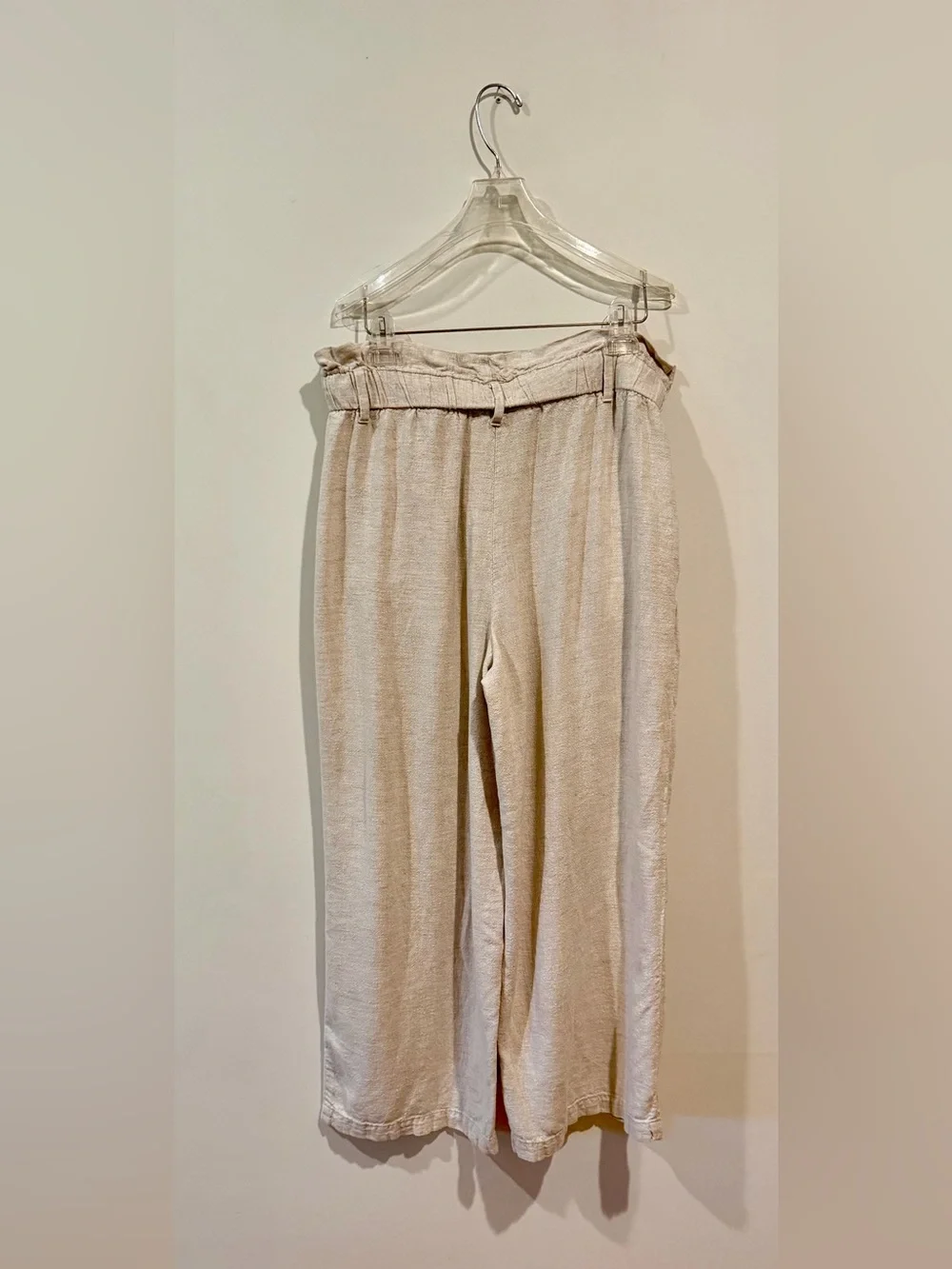 Banana Republic Linen Paperbag Wide Leg Trouser Petite 10 Natural — No Belt